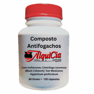 Composto Antifogachos: fórmula natural para aliviar ondas de calor, sudorese noturna e equilibrar colesterol na menopausa.