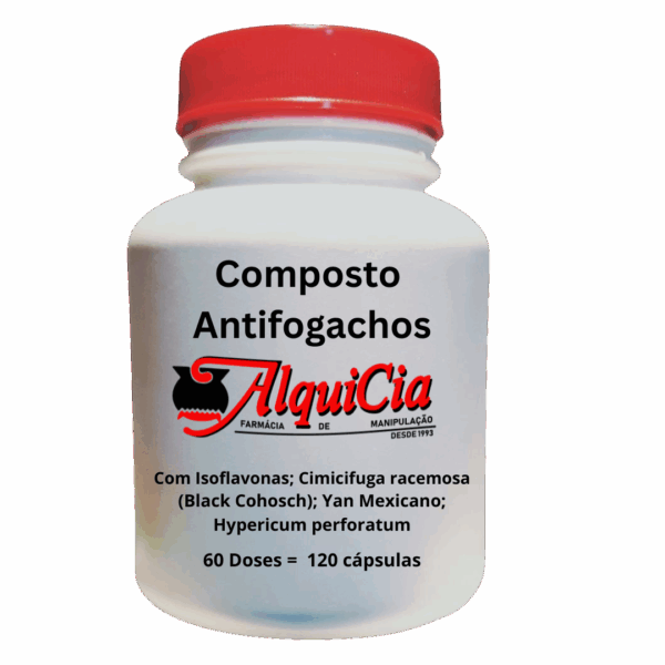 Composto Antifogachos: fórmula natural para aliviar ondas de calor, sudorese noturna e equilibrar colesterol na menopausa.