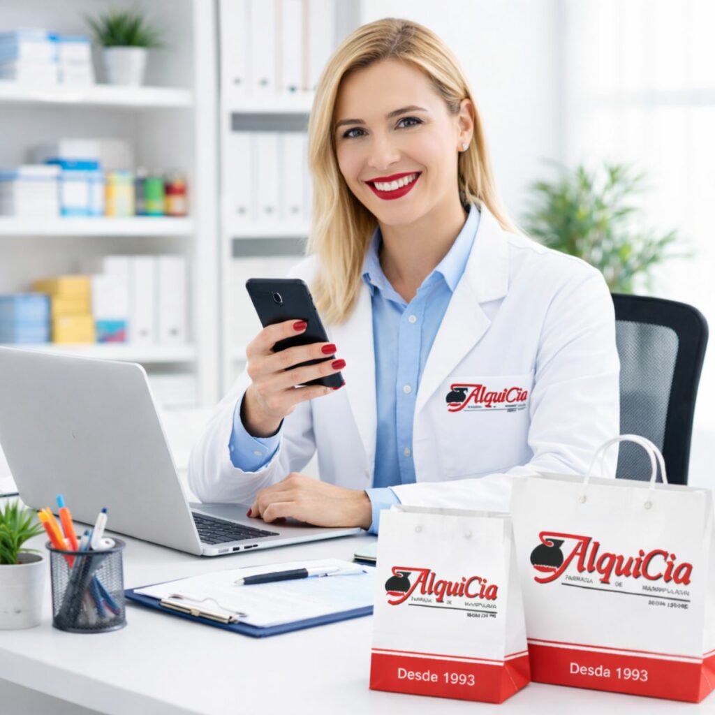 A AlquiCia Manipulação faz atendimento via WhatsApp? 1 Farmacêutica da Farmácia de Manipulação AlquiCia em Porto Alegre atendimento farmacêutico via WhatsApp