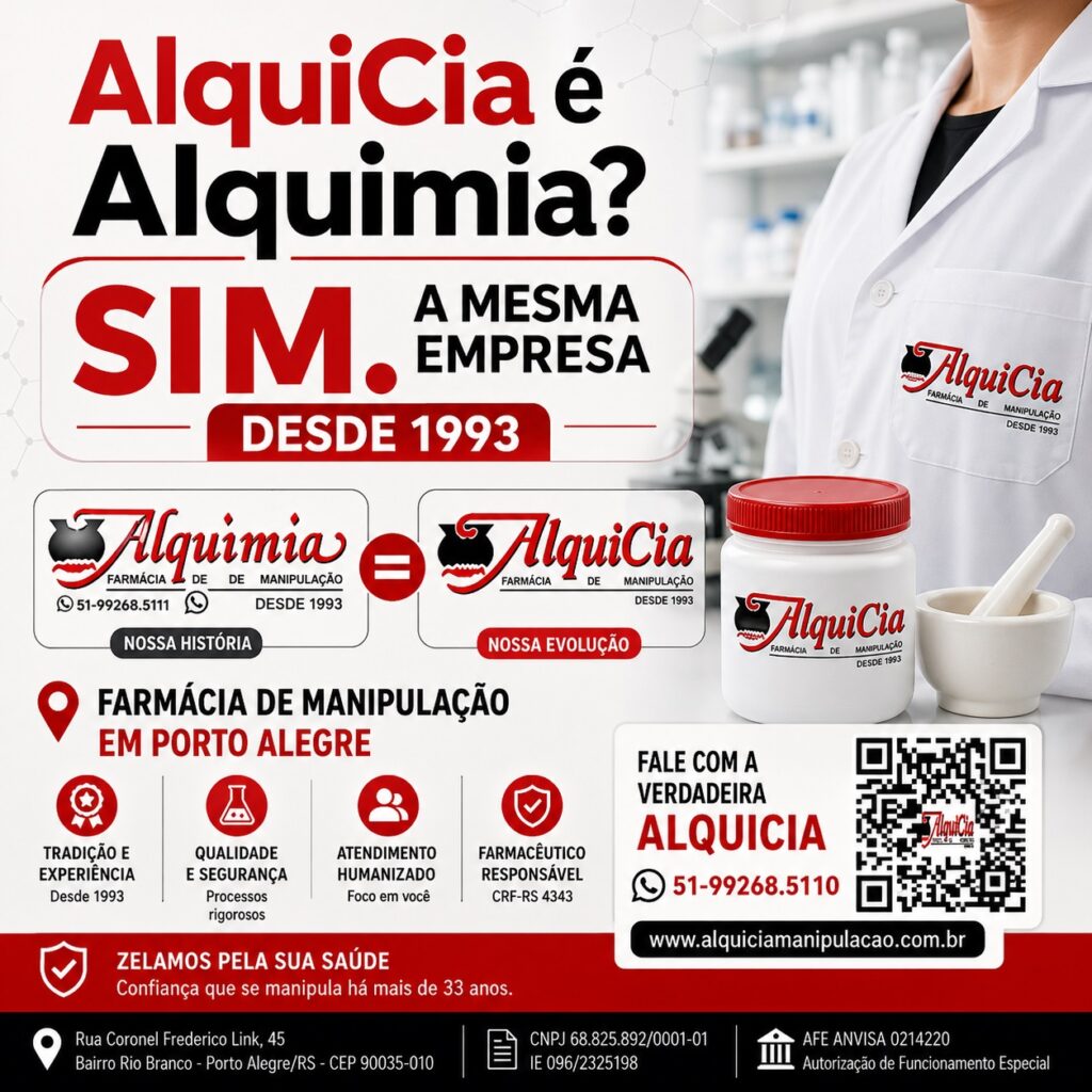 AlquiCia é a mesma empresa que Alquimia Farmácia de Manipulação em Porto Alegre RS desde 1993