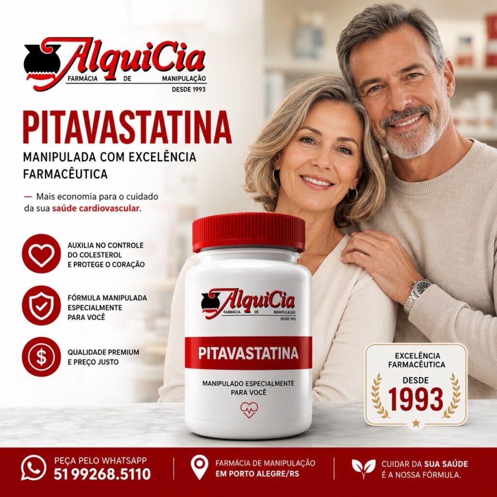 Pitavastatina Manipulada em Porto Alegre 5 Casal 50+ ao lado de Pitavastatina manipulada da AlquiCia Manipulação em Porto Alegre RS