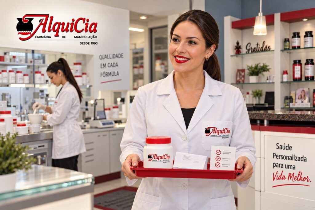 Quanto tempo demora para ficar pronto um medicamento manipulado em Porto Alegre? 2 Farmacêutica apresenta pedido manipulado conferido na AlquiCia em Porto Alegre