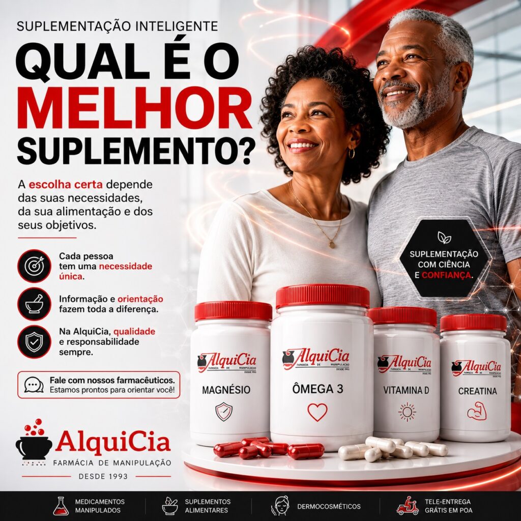 Qual é o melhor suplemento? Como escolher o mais adequado para você? 1 Qual é o melhor suplemento? Suplementação e orientação farmacêutica na AlquiCia em Porto Alegre
